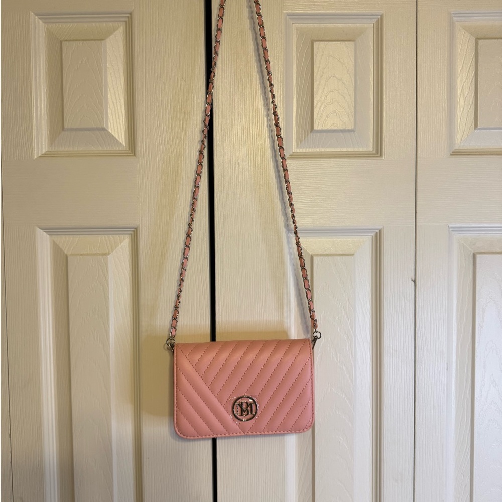 Badgley Mischka Pink Quilted Crossbody Bag